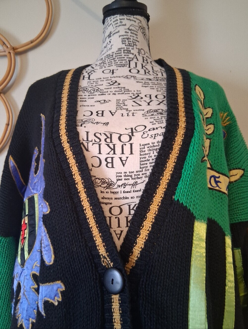 Absolutely No! Jeans vintage women's mens cardigan Pit 2 Pit 26 Length 30 - Picture 6 of 13